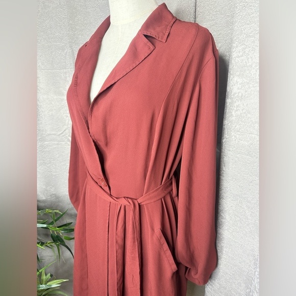 Torrid Belted Sheer Coat Roll-Tab Sleeve in Copper Sz 0/L - Picture 4 of 12